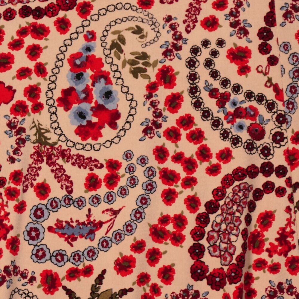 Cato Maxi Skirt Womens XS Red Ivory Floral Stretch Slinky Travel Pull On Boho - Picture 5 of 11